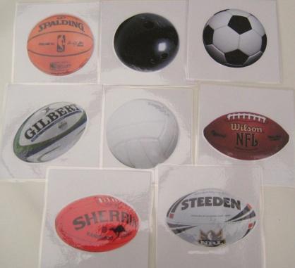 8 LARGE SPORTING BALLS, cards only