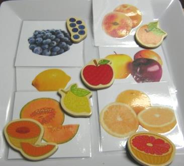 6-card FRUITS, Set # 2, with matching wooden magnets