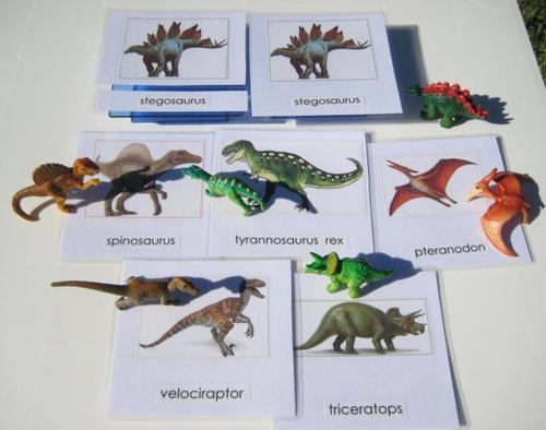 6 DINOSAURS & matching 3-part cards, Set # 2