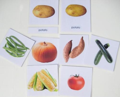 7 VEGETABLES in 3-part cards, Set #4