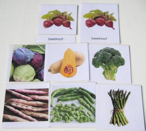 7 VEGETABLES in 3-part cards, Set #1