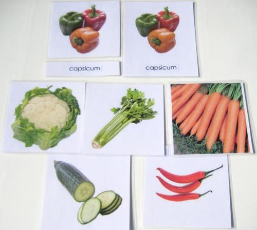 6 VEGETABLES in 3-part cards, Set #2