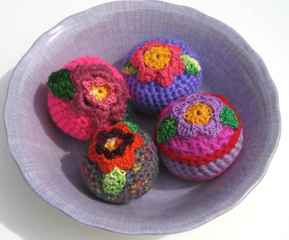 One HAND-CROCHETED FLOWER BALL