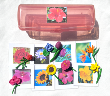 8 FLOWERS and Matching Cards in container