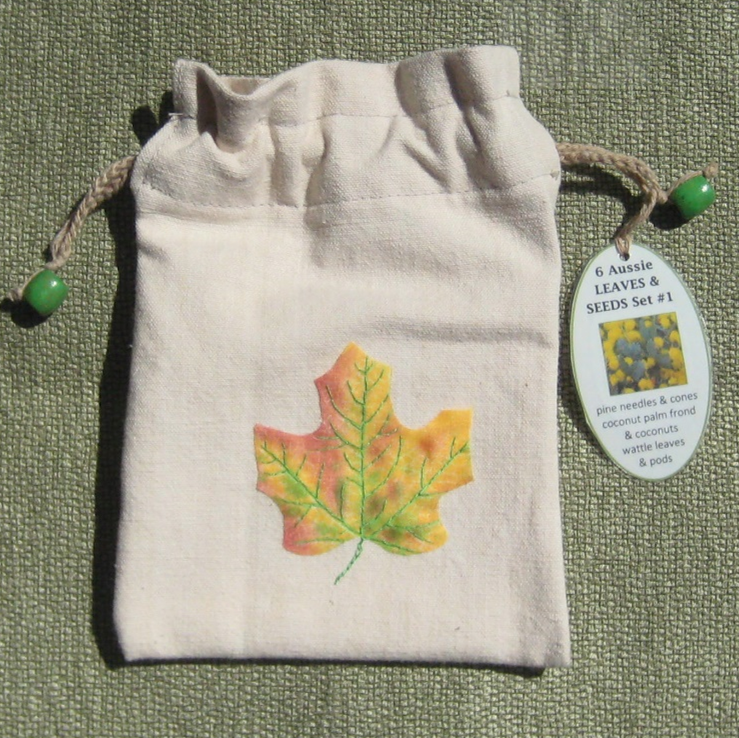 FABRIC DRAWSTRING BAG with Leaf #2 — view 2