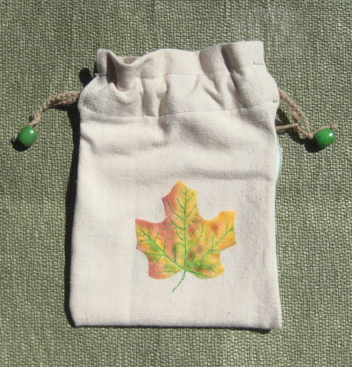 FABRIC DRAWSTRING BAG with Leaf #2