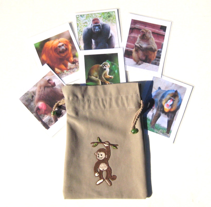 FABRIC DRAWSTRING BAG with Monkey — view 2