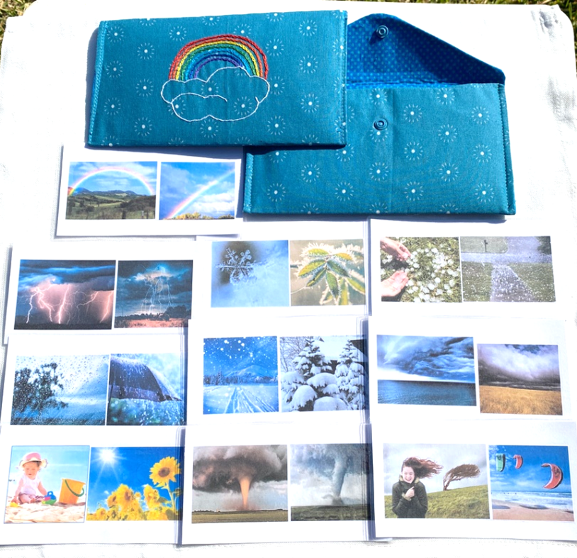 10 WEATHER Cards and Fabric Envelope with Starburst