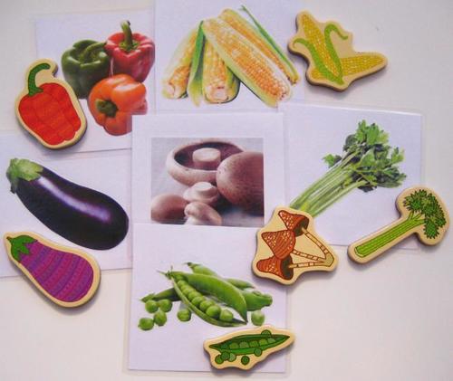 6-card VEGETABLES with matching magnets, Set # 3