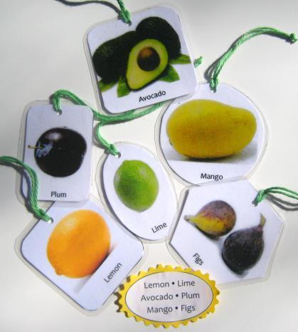 6 TREE FRUIT HANGING CARDS, Set # 2