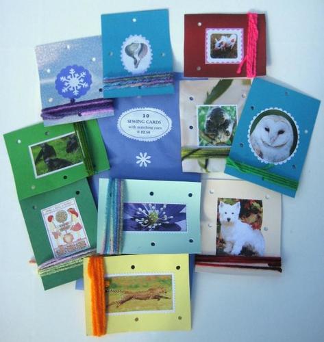 10 Multi-Themed SEWING CARDS & Matching Yarn