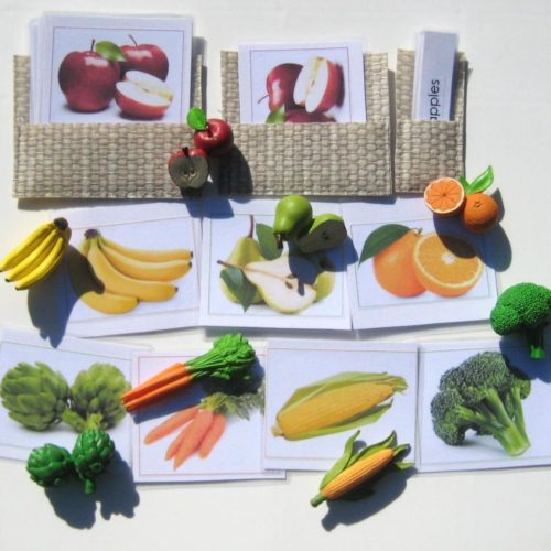 8 FRUIT & VEGETABLES and matching 3-part cards